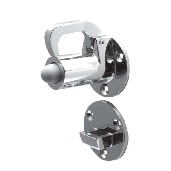 Deurvastzetter - met valhaak - 72mm - Messing gepolijst chroom - S&B - 251201.6 Deurvastzetter - met valhaak - 72mm - Messing gepolijst chroom - S&B - 251201.6