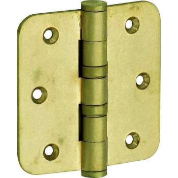 Kogellagerscharnier ronde hoek 76x76mm messing titaan vlak
