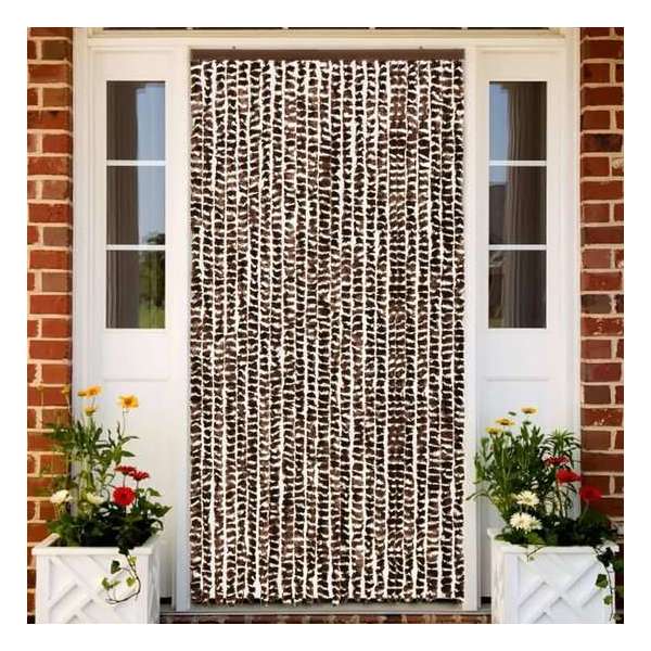 vidaXL Vliegengordijn 100x220 cm chenille bruin en wit vidaXL Vliegengordijn 100x220 cm chenille bruin en wit