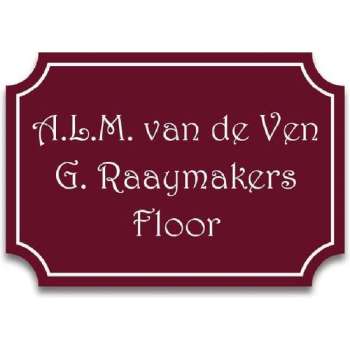 Naambordje Plexiglas Roma | Classico-Line, donkerrood 26x18 cm
