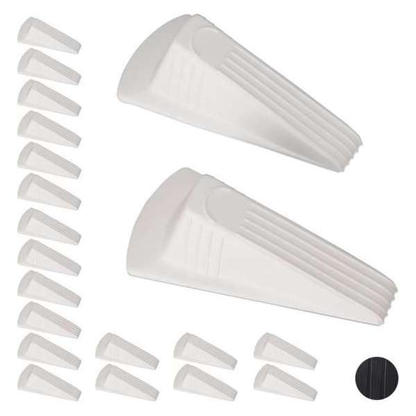 Relaxdays 20 x deurwig - deurstopper - deurstop wigvorm - universeel – rubber - wit Relaxdays 20 x deurwig - deurstopper - deurstop wigvorm - universeel – rubber - wit