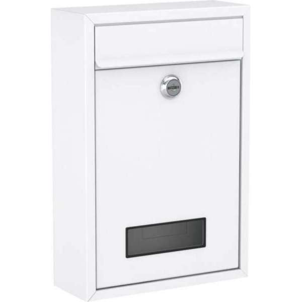 Basi - Brievenbus klein - Wandbrievenbus - Staal - Wit (mat) - Met sleutelslot - H 320 x B 215 x D 82 mm Basi - Brievenbus klein - Wandbrievenbus - Staal - Wit (mat) - Met sleutelslot - H 320 x B 215 x D 82 mm