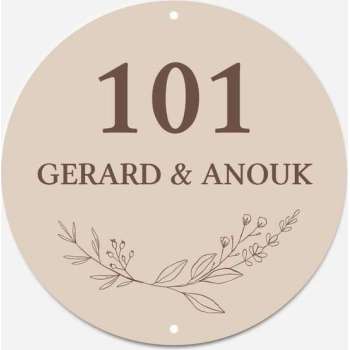 Naambordje rond wreath nature
