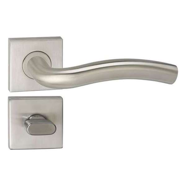 Impresso Conway Deurklink – Deurbeslag – Vierkant – Rozet met Toiletsluiting – Zilver Impresso Conway Deurklink – Deurbeslag – Vierkant – Rozet met Toiletsluiting – Zilver