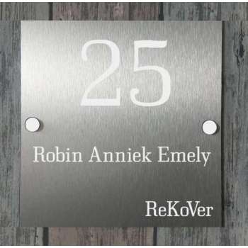 Naambordje voordeur RVS|Naambord 20x20cm
