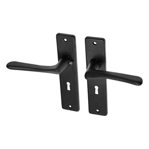 Wovar Zwarte deurklinken met schild SL56 aluminium vlindermodel - Per Set Wovar Zwarte deurklinken met schild SL56 aluminium vlindermodel - Per Set
