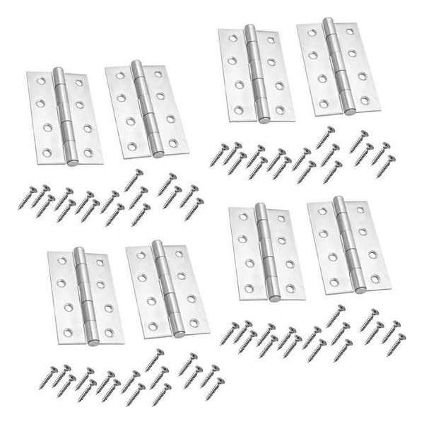 Set van 8 metalen scharnieren (102x60 mm) met schroeven Set van 8 metalen scharnieren (102x60 mm) met schroeven