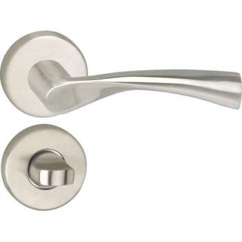 Impresso Wigston Deurklink – Deurbeslag – Rond – Rozet met Toiletsluiting – Zilver