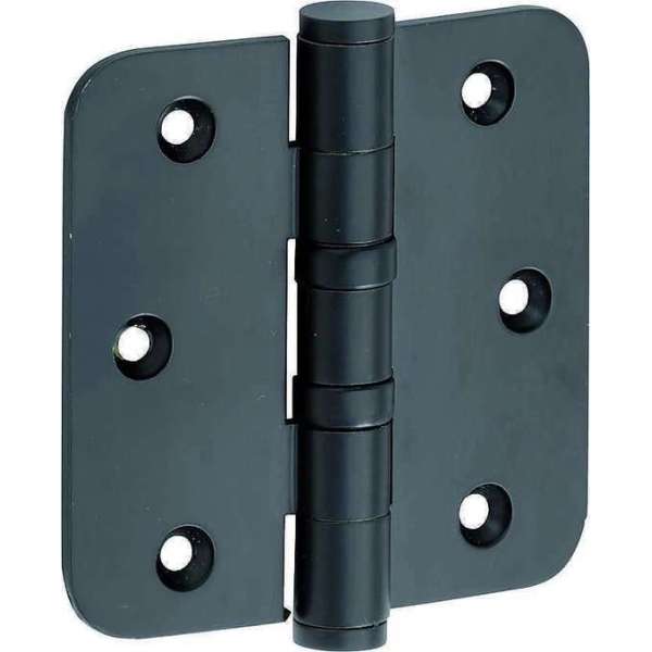 Kogellagerscharnier ronde hoek 76x76mm mat zwart vlak Kogellagerscharnier ronde hoek 76x76mm mat zwart vlak