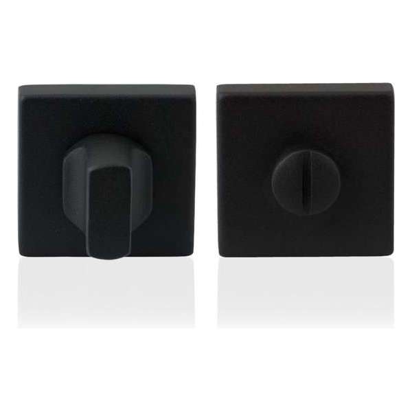 GPF Toiletgarnituur vierkant 50x50x8 mm stift 5 mm grote knop zwart GPF Toiletgarnituur vierkant 50x50x8 mm stift 5 mm grote knop zwart