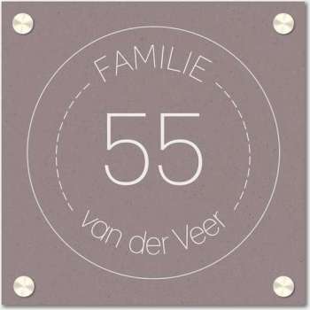 Naambordje vierkant familie cirkel old pink
