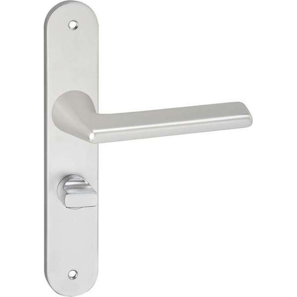 Impresso Bristol Deurklink – Deurbeslag – Ovaal – Deurschild met Schroeven en Toiletsluiting – Zilver Impresso Bristol Deurklink – Deurbeslag – Ovaal – Deurschild met Schroeven en Toiletsluiting – Zilver