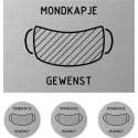Deurbordje - set 4 stuks -mondkapje - gewenst - deurbord - rechthoek  - rond - RVS look