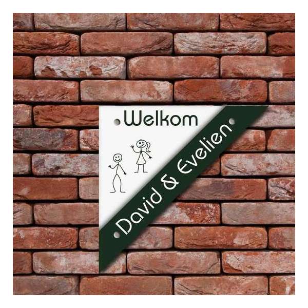 Naambordje Kunststof - LB Moderne-line groen/wit 20x20x28,5cm Naambordje Kunststof - LB Moderne-line groen/wit 20x20x28,5cm