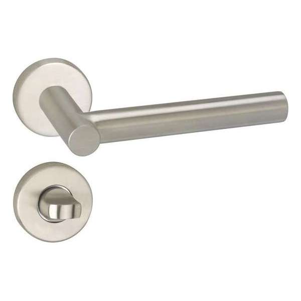 Impresso Alton Deurklink – Deurbeslag – Rond – Rozet met Toiletsluiting – Zilver Impresso Alton Deurklink – Deurbeslag – Rond – Rozet met Toiletsluiting – Zilver