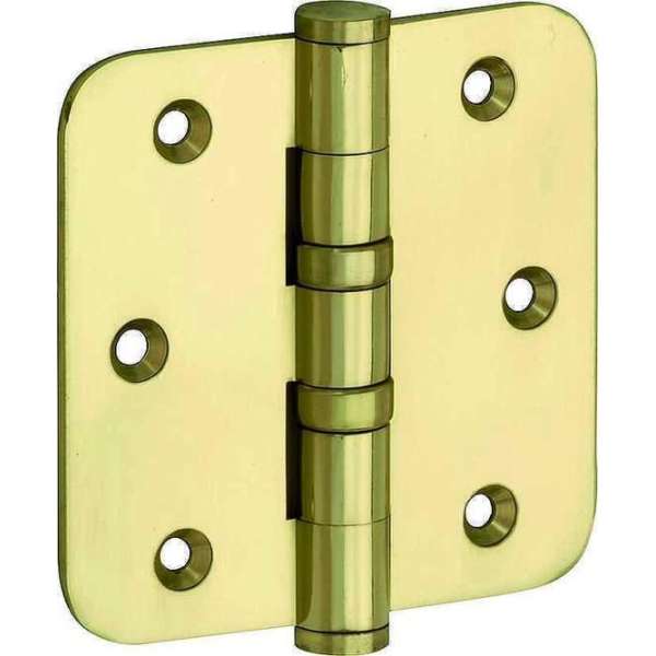 Kogellagerscharnier ronde hoek 76x76mm messing gelakt vlak Kogellagerscharnier ronde hoek 76x76mm messing gelakt vlak