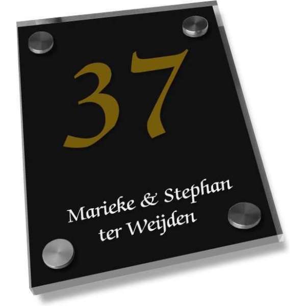 Naambordje voordeur een glashelder naambord zwart, 20x25cm Naambordje voordeur een glashelder naambord zwart, 20x25cm