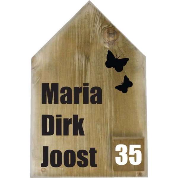 Naambordje Steigerhout Huisje + blok | Legno-Line 20x30 cm Naambordje Steigerhout Huisje + blok | Legno-Line 20x30 cm