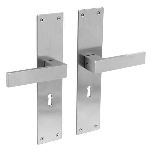 Intersteel Deurkruk Amsterdam met schild 250x55x2mm sleutelgat 56mm rvs geborsteld Intersteel Deurkruk Amsterdam met schild 250x55x2mm sleutelgat 56mm rvs geborsteld