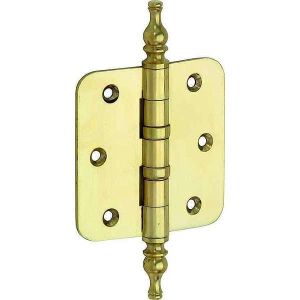 Kogellagerscharnier ronde hoek 76x76mm messing ongelakt vaas Kogellagerscharnier ronde hoek 76x76mm messing ongelakt vaas