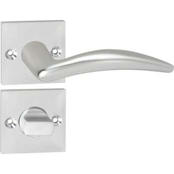 Impresso Windsor Deurklink – Deurbeslag – Vierkant – Rozet met Schroeven en Toiletsluiting – Aluminium
