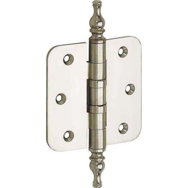 Kogellagerscharnier ronde hoek 89x89mm nikkel glans vaas Kogellagerscharnier ronde hoek 89x89mm nikkel glans vaas