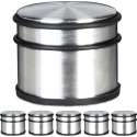 Relaxdays 6 x deurstopper XL 1 kg deurstop rvs look, deurpuffer verchroomd zilver