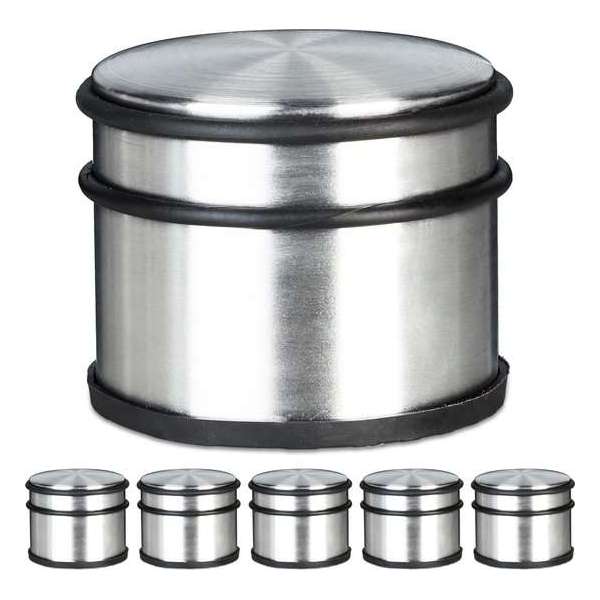 Relaxdays 6 x deurstopper XL 1 kg deurstop rvs look, deurpuffer verchroomd zilver Relaxdays 6 x deurstopper XL 1 kg deurstop rvs look, deurpuffer verchroomd zilver