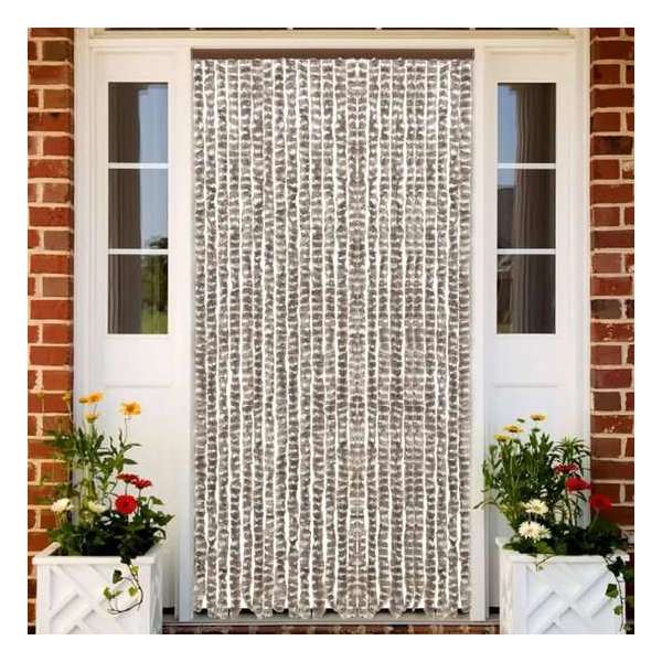 vidaXL Vliegengordijn 100x220 cm chenille taupe en wit vidaXL Vliegengordijn 100x220 cm chenille taupe en wit