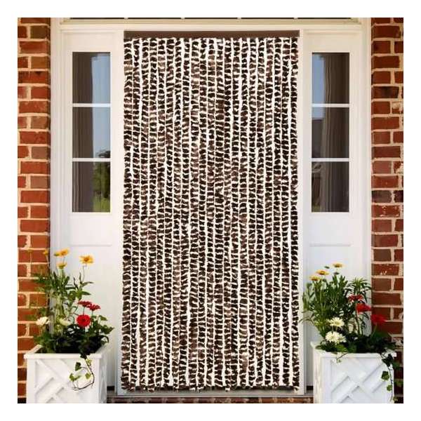 vidaXL Vliegengordijn 90x220 cm chenille bruin en wit vidaXL Vliegengordijn 90x220 cm chenille bruin en wit