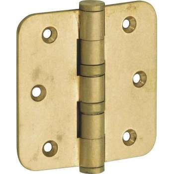 Kogellagerscharnier ronde hoek 89x89mm messing titaan vlak