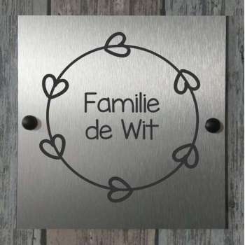 Naambordje voordeur RVS|Naambord 20x20cm