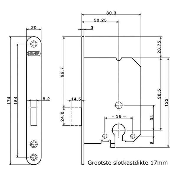 4Tecx Kastslot 1258/17U-50mm PC 4Tecx Kastslot 1258/17U-50mm PC