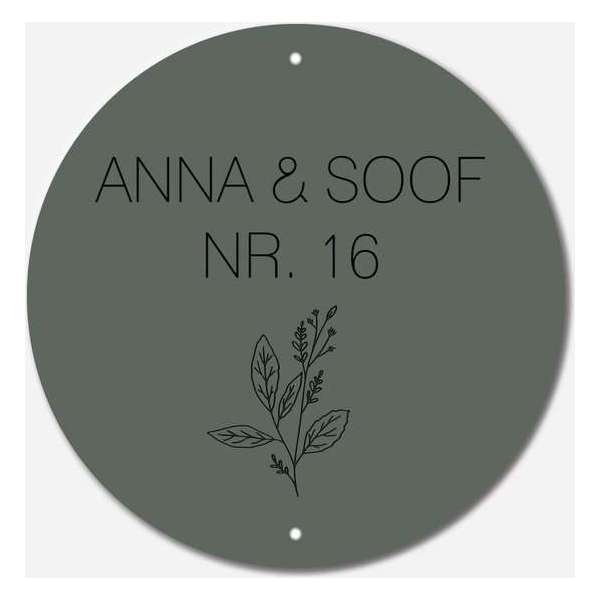 Naambordje rond wildflower groen Naambordje rond wildflower groen