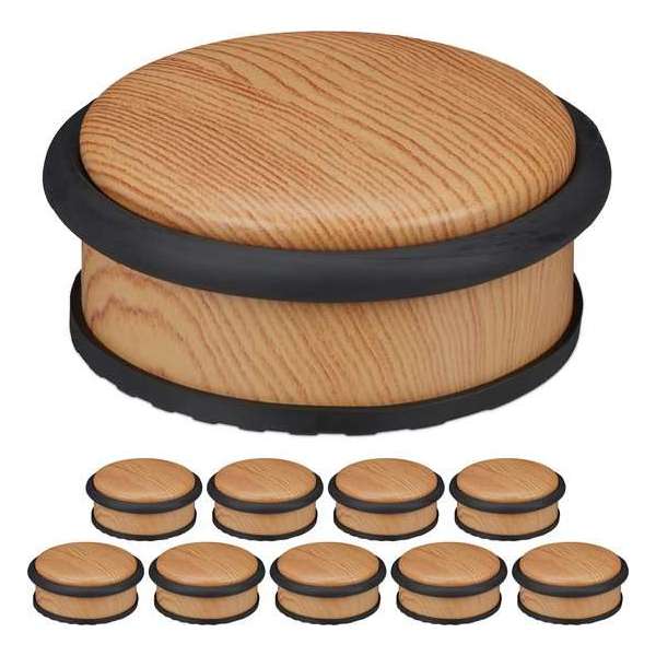 Relaxdays 10x deurstopper binnen - deurhouder - houtlook - rubber - 5 cm - deurvastzetter