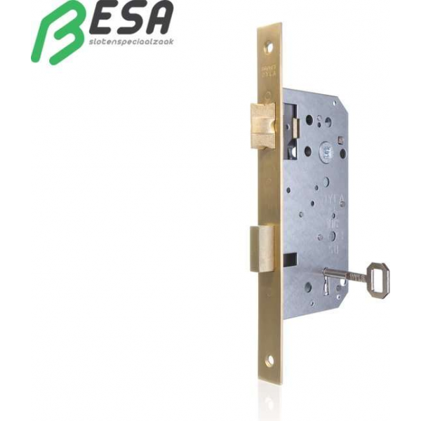 Dyla 100: Binnendeurslot 110/50 Voorplaat: 22mm recht koper Dyla 100: Binnendeurslot 110/50 Voorplaat: 22mm recht koper