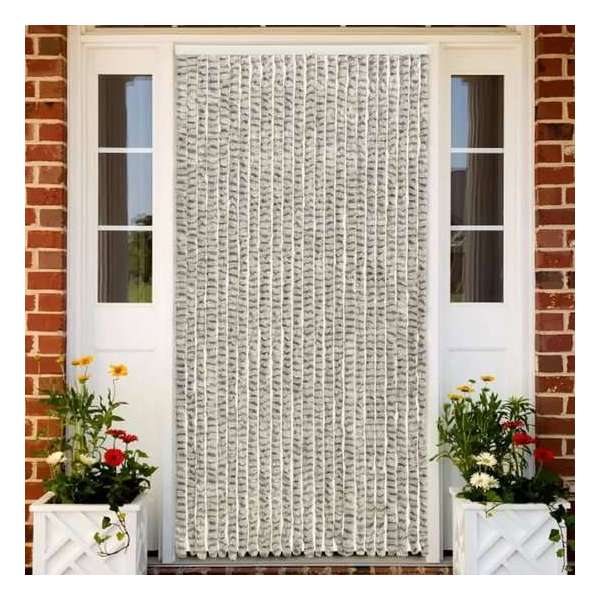 vidaXL Vliegengordijn 100x220 cm chenille licht- en donkergrijs vidaXL Vliegengordijn 100x220 cm chenille licht- en donkergrijs