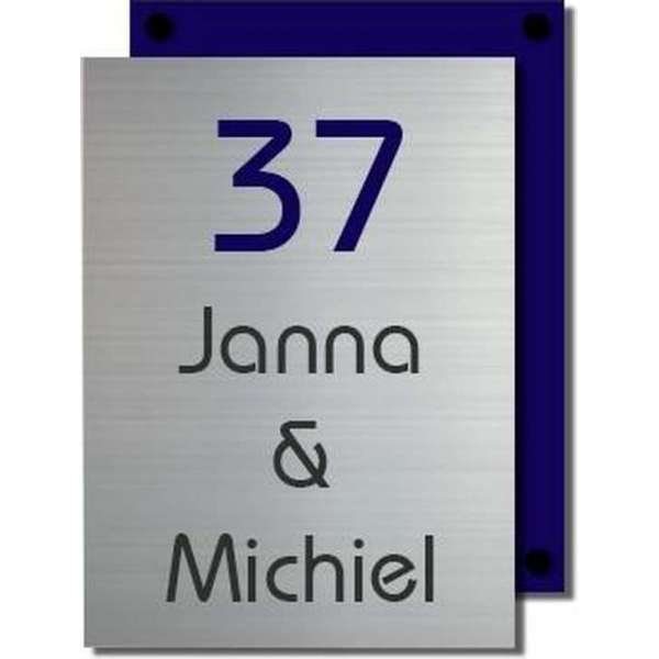 Naambordje RVS Kunststof | Cubo-Line blauw 15x20 cm Naambordje RVS Kunststof | Cubo-Line blauw 15x20 cm