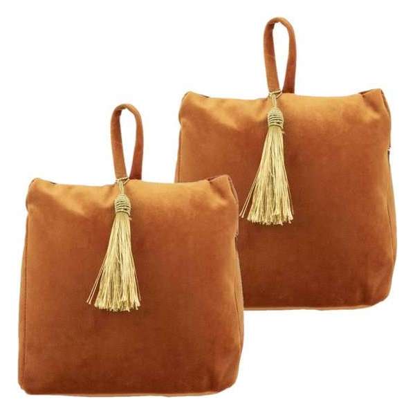 3x stuks fluwelen deurstoppers 18 cm oranje - Deur vastzetter - Deurstop 3x stuks fluwelen deurstoppers 18 cm oranje - Deur vastzetter - Deurstop