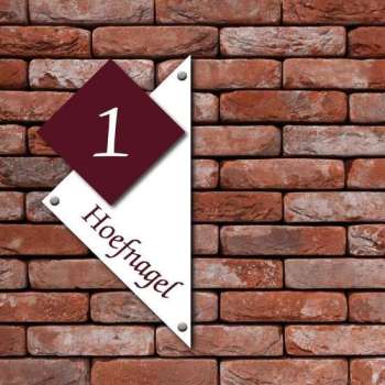 Naambordje Kunststof  - LB Populaire-line rood/wit 20x20x28,5cm