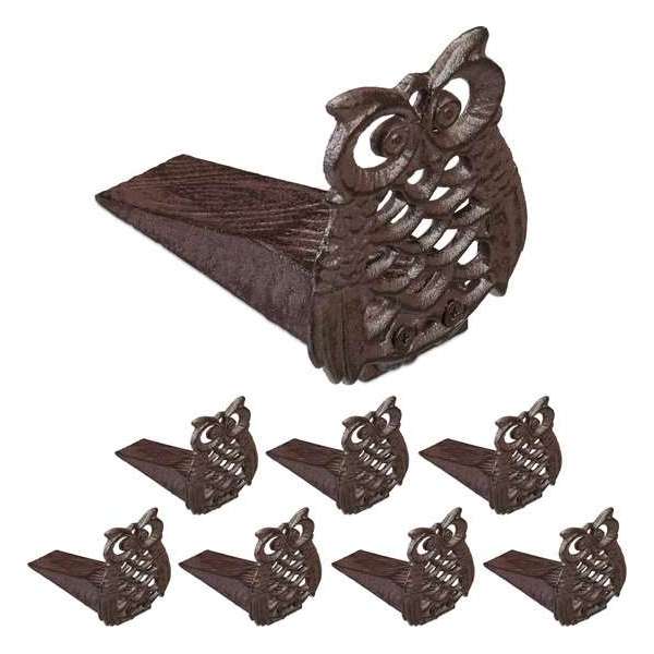 Relaxdays 8x deurstopper uil - gietijzer - deurstop - deurwig - zwaar - decoratie - bruin Relaxdays 8x deurstopper uil - gietijzer - deurstop - deurwig - zwaar - decoratie - bruin