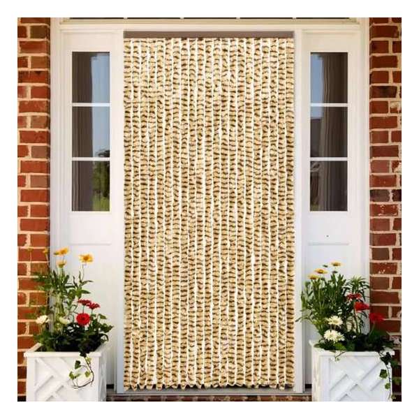 vidaXL Vliegengordijn 90x220 cm chenille beige en bruin