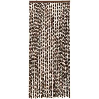 vidaXL Vliegengordijn 56x185 cm chenille bruin en wit