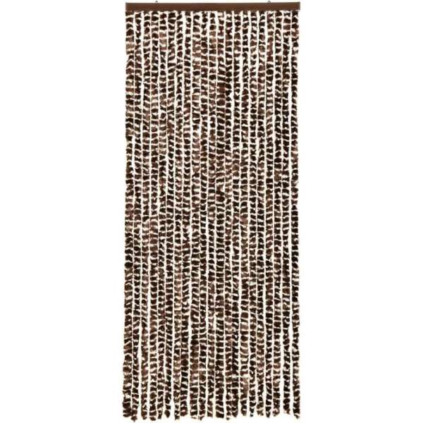 vidaXL Vliegengordijn 56x185 cm chenille bruin en wit