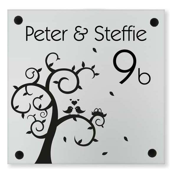 Naambord "Opaal" acrylglas met boom+hartje | 20x20 cm Naambord "Opaal" acrylglas met boom+hartje | 20x20 cm
