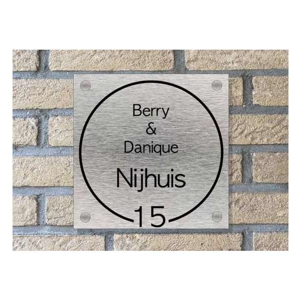 Naambordje voordeur cirkel strak rvs look Naambordje voordeur cirkel strak rvs look