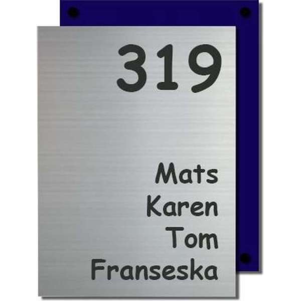 Naambordje RVS Kunststof | Cubo-Line blauw 20x30 cm Naambordje RVS Kunststof | Cubo-Line blauw 20x30 cm