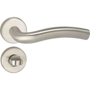 Impresso Conway Deurklink – Deurbeslag – Rond – Rozet met Toiletsluiting – Zilver
