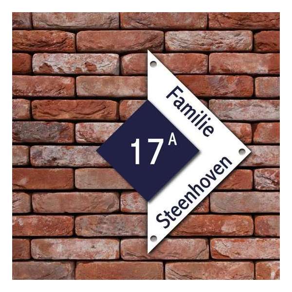 Naambordje Kunststof - L Gracieux-line blauw/wit 20x20x28,5cm Naambordje Kunststof - L Gracieux-line blauw/wit 20x20x28,5cm
