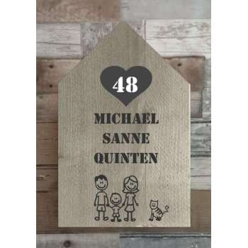 Naambordje voordeur steigerhout | houten naambord 30x20 cm